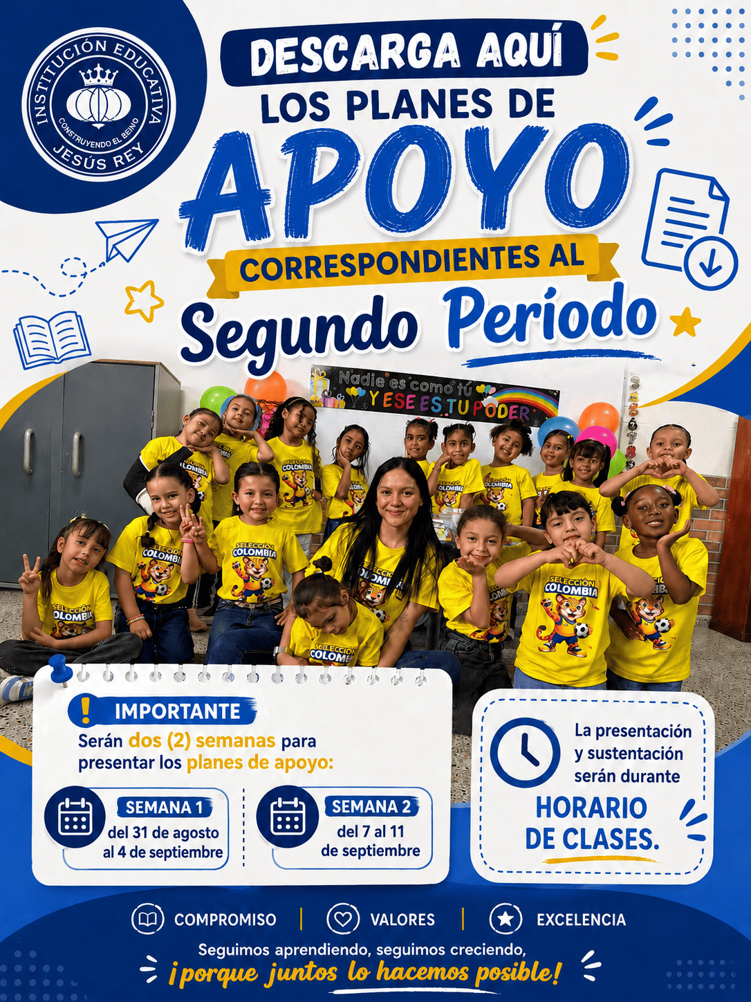 Ya están disponibles los Planes de Apoyo del SEGUNDO periodo 2026. Descarga los talleres por docentes y acompaña el proceso educativo desde casa para fortalecer las competencias.